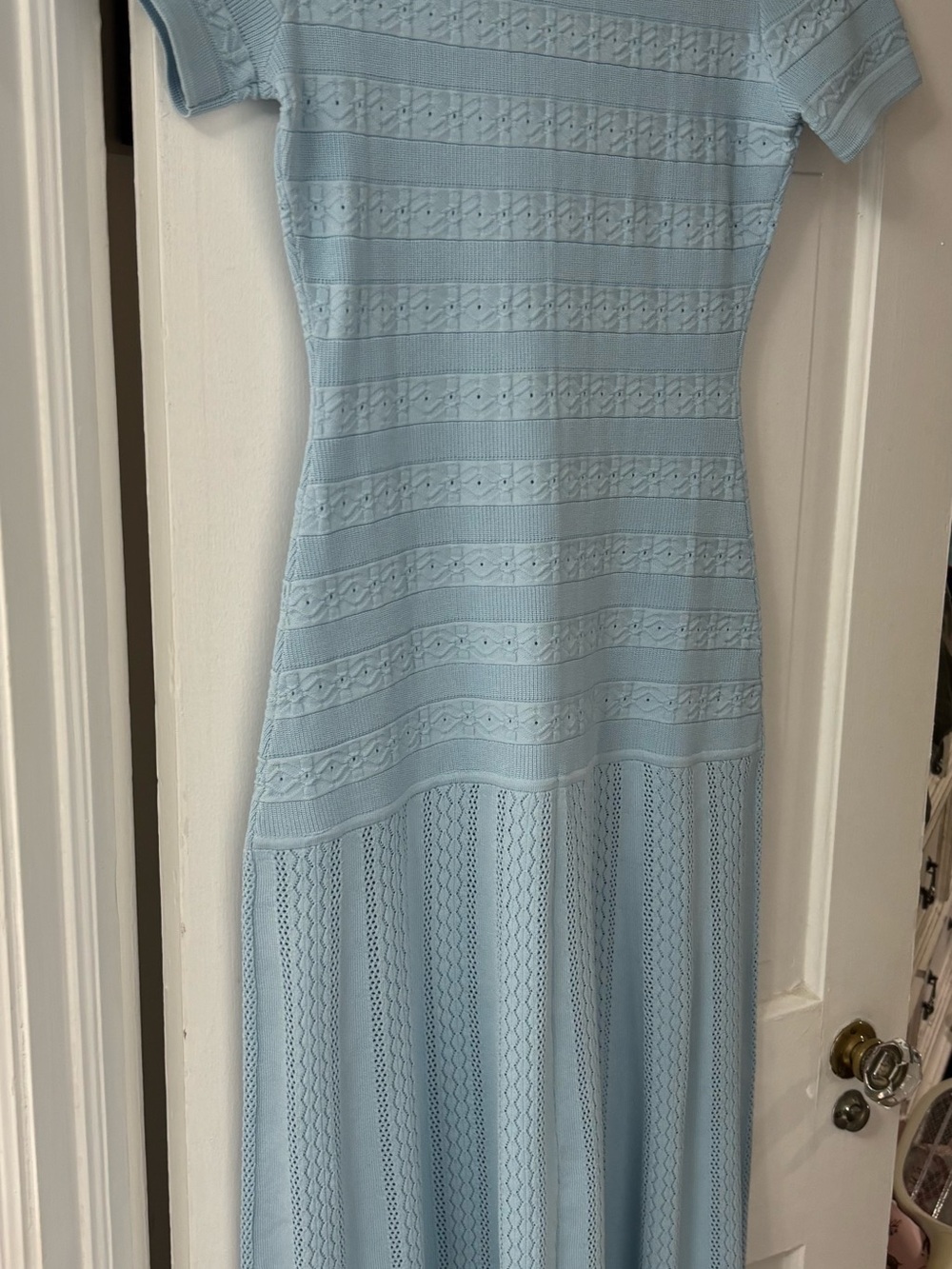 Commense Pale Blue Button-Front Knit Midi Dress - Picture 9 of 10